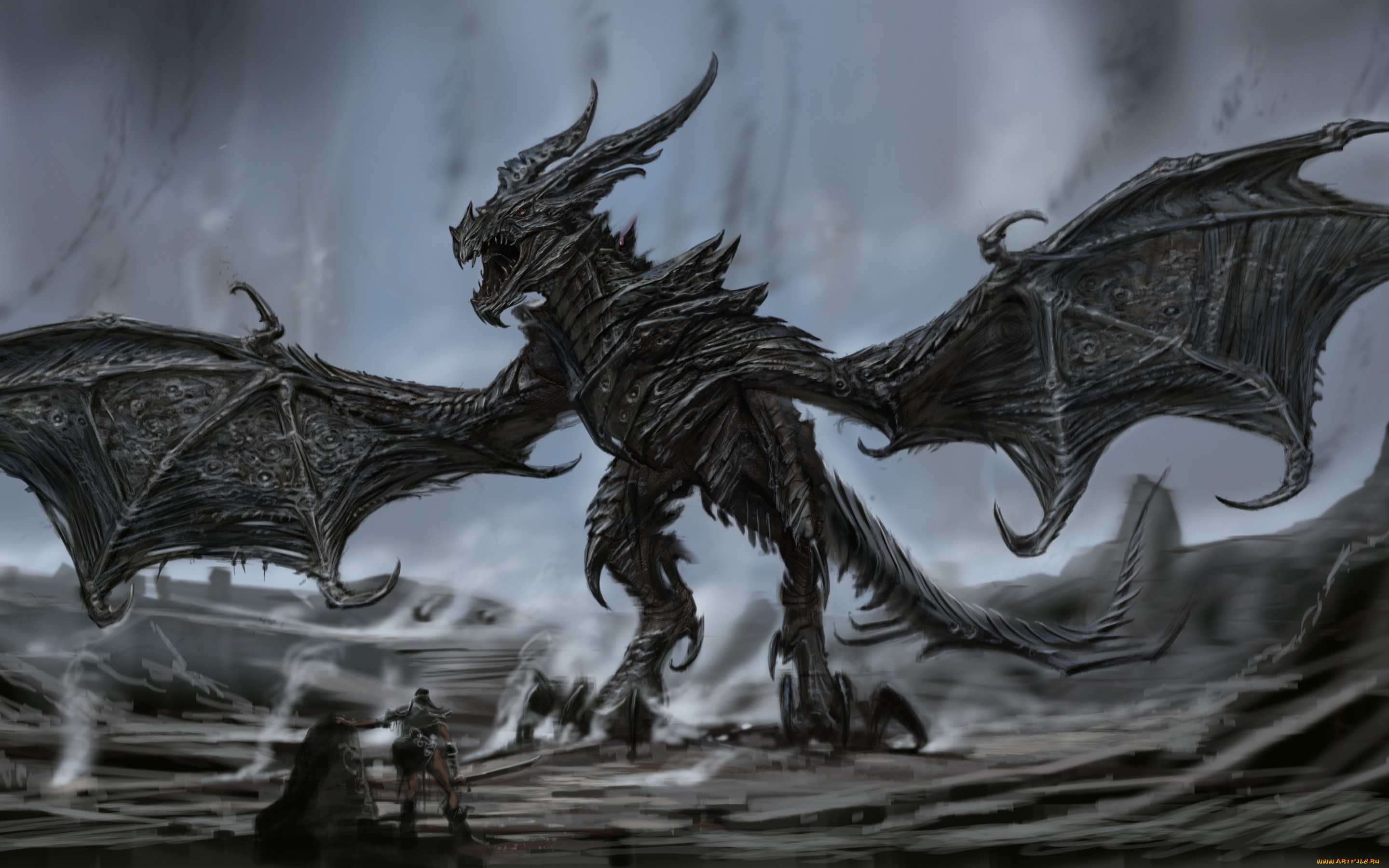 , , alduin, body, fang, dragon, man, monster, wings